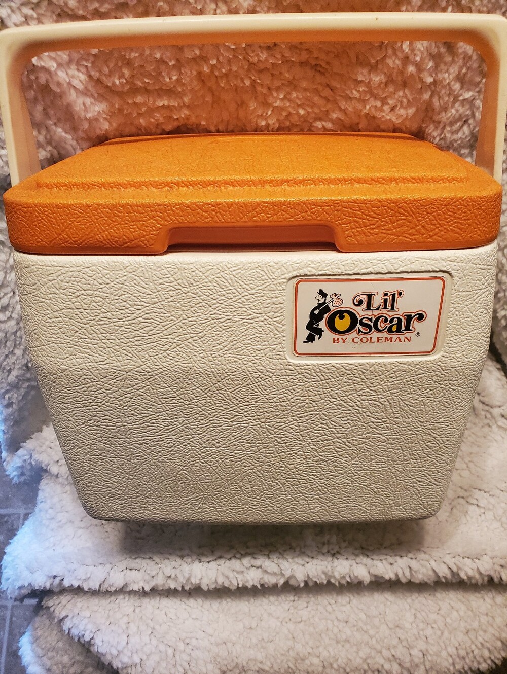 1982 Vtg Coleman Lil' Oscar #5272 Personal Mini Ice Chest Cooler Orange & White